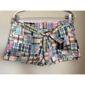 Raviya Pastel Plaid Patchwork 3” Shorts Size Medium NWT